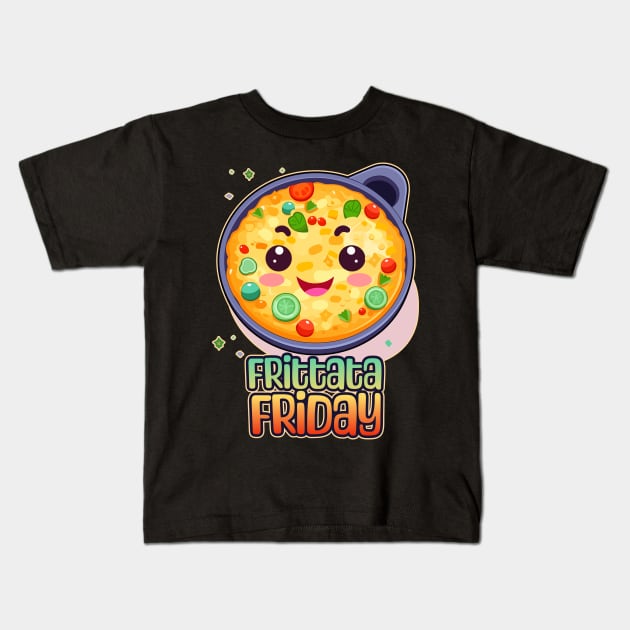 Frittata Friday Foodie Design Kids T-Shirt by DanielLiamGill